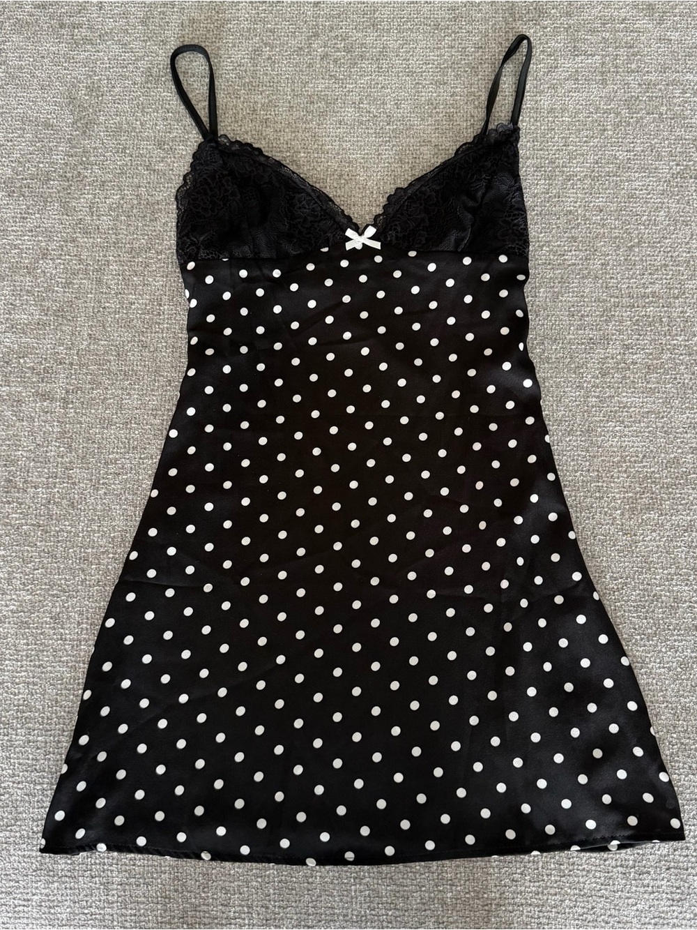 Princess Polly Black and White Polka Dot Satin Slip Dress